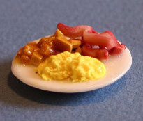 Dollhouse Miniature Breakfast Plate, Scrambled Eggs